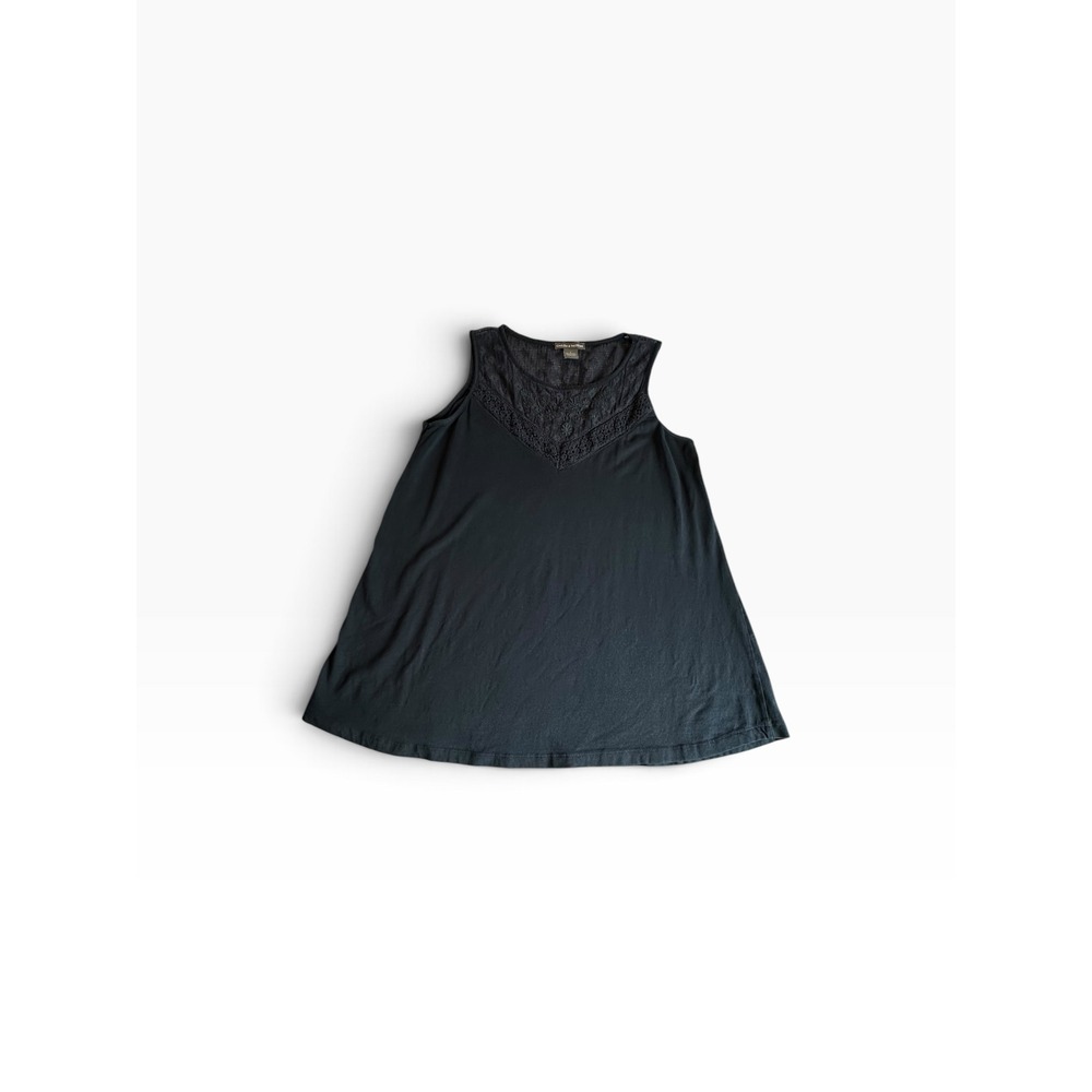 Chelsea & Theodore Lace Yoke Tank Top Womens Large Navy Blue Sleeveless